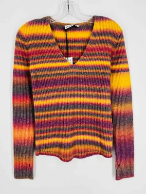 Attic and Barn Size M Gold/Multi Stripe Ribbed NEW Designer Sweater