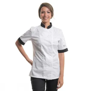 Black Collar and Short Sleeve Kitchen Coat - MANELLI