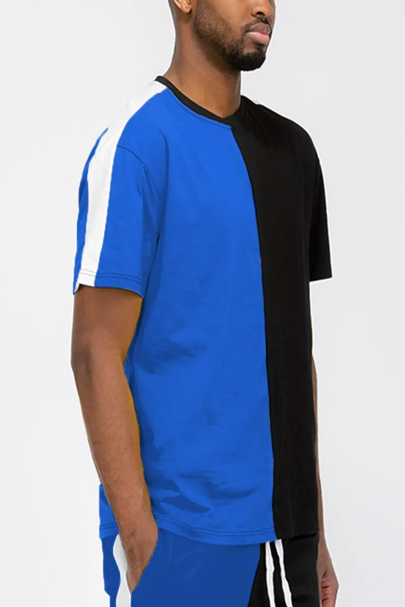 Blue Black Split Two Tone Tshirt