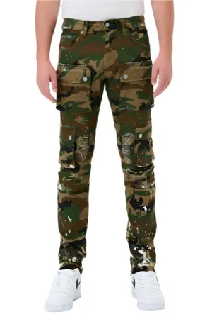 Camo Multi Cargo Slim Straight Pants