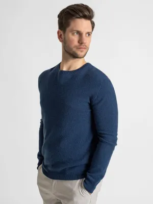 Cashmere sweater men "O-neck" - mountain blue