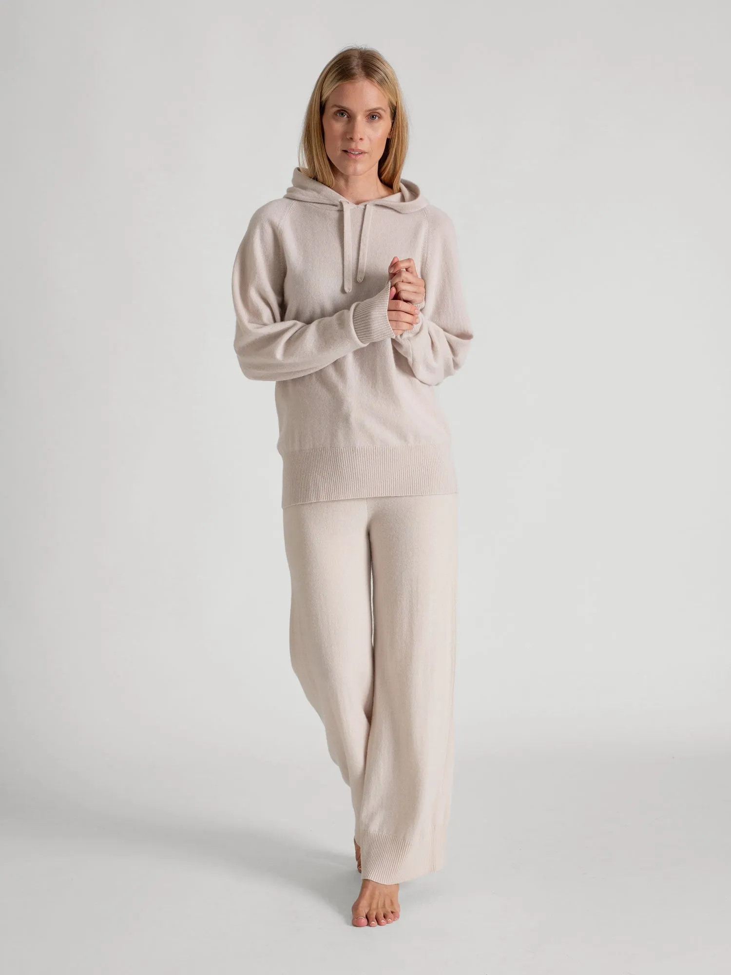 Cashmere sweater "Lux Hoodie" - pearl