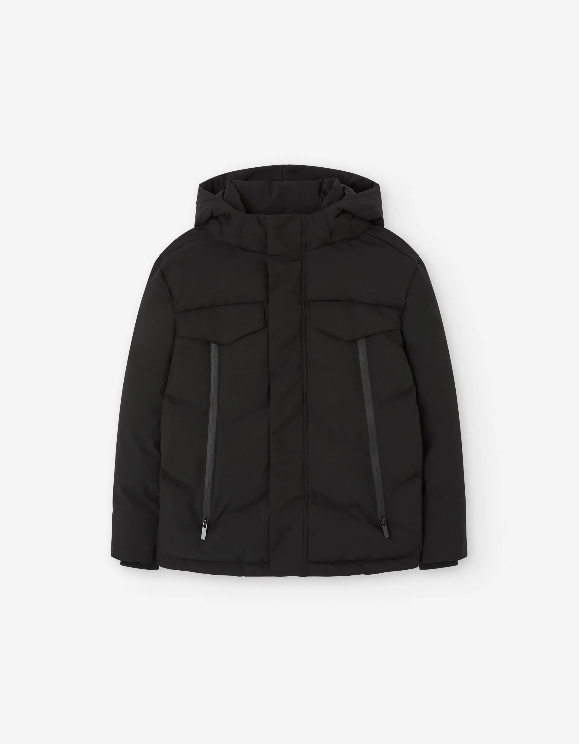 coat matte puffer with pockets - black