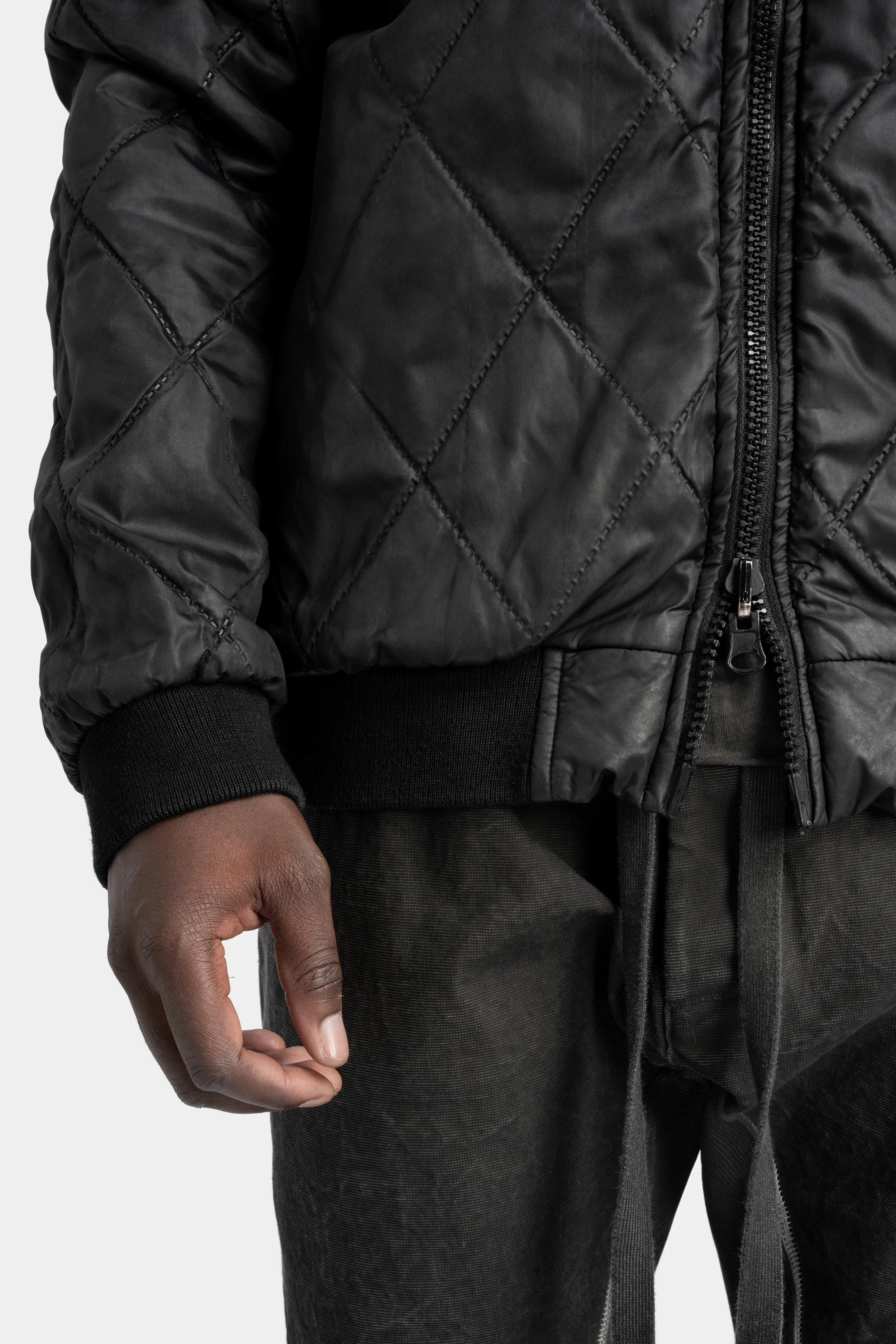 Coated reversible bomber jacket