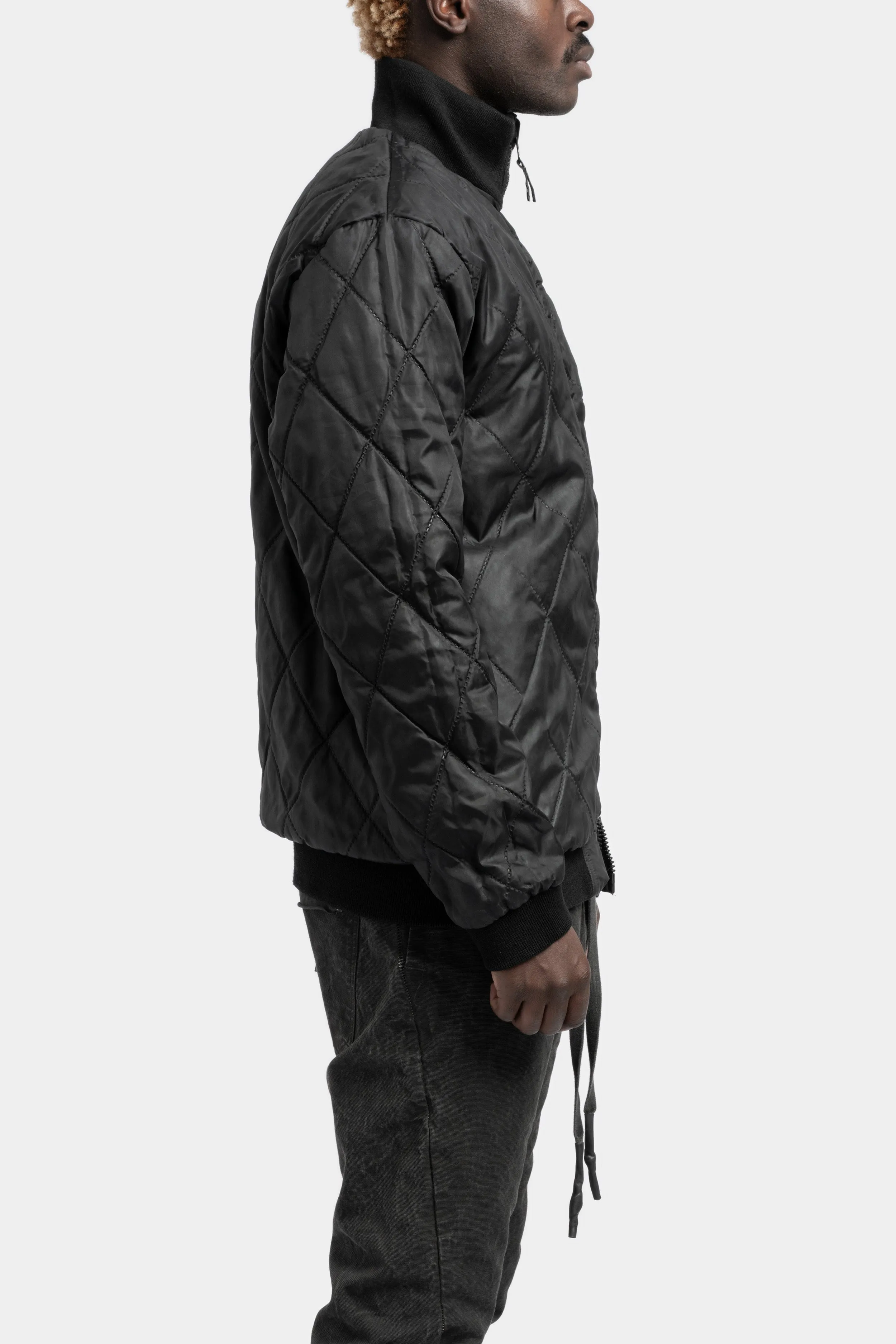 Coated reversible bomber jacket