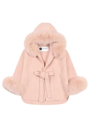 'Elodie' belted cashmere coat with hood  - Blush