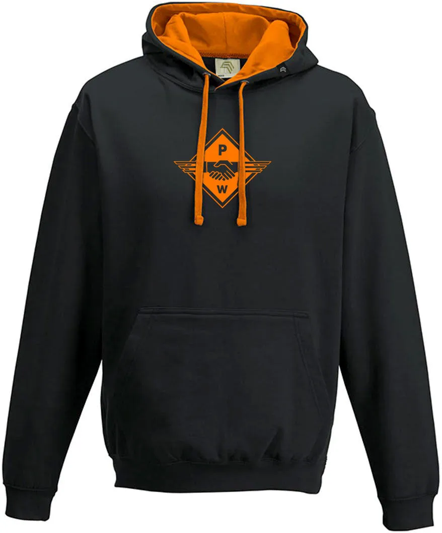 Hands ― Unisex Bi-color PW Hoodie - Schwarz / Orange