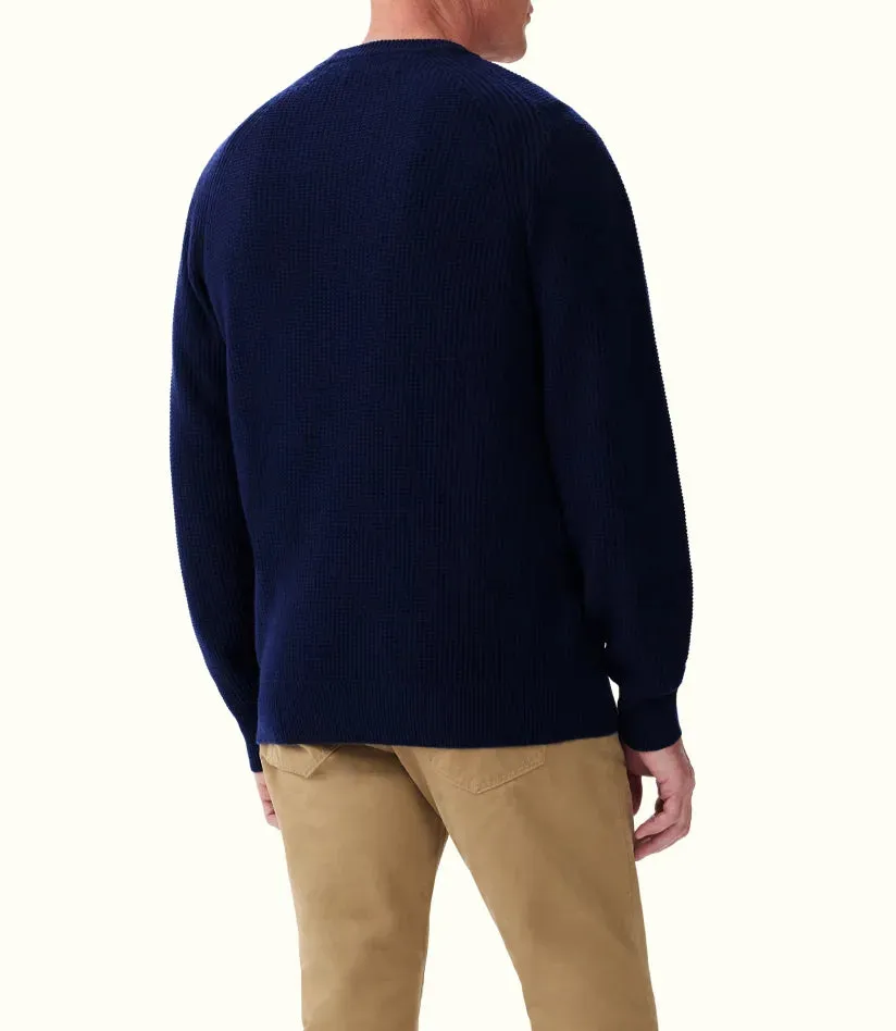 Harrison Waffle Knit Sweater - Navy