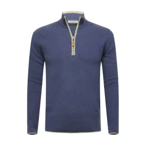 Jeans Grey Cashmere Zip Neck Sweater Verbier in pique stitch