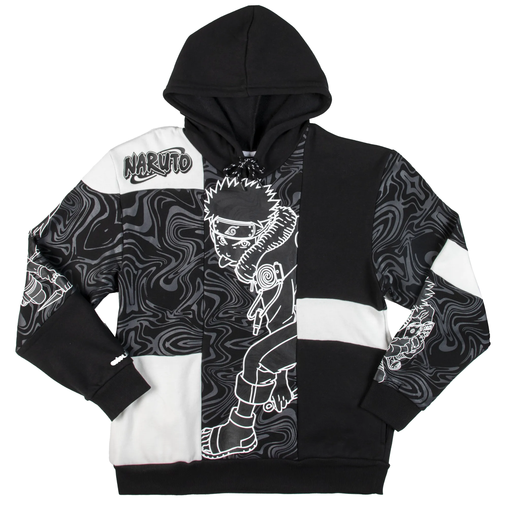 Patchwork Naruto Black Hoodie