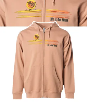 "Sunset" Sandstone Zip Up Hooded Sweatshirt For Men And Women