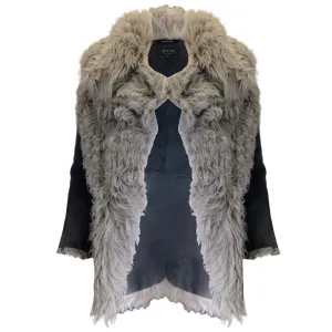 Rag & Bone Grey Lamb Suede Shearling Coat