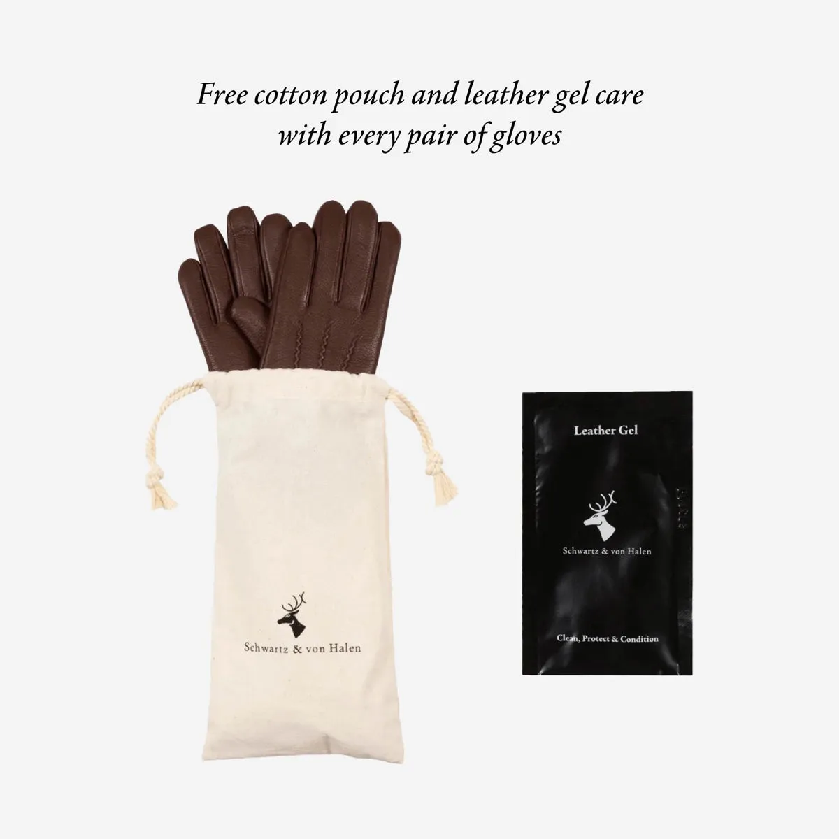 Rex (black) - suede goatskin leather gloves with luxurious wool/cashmere lining