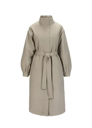 Rossby Maxi Coat - Taupe Pinstripe