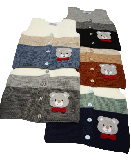 Sweater Vest for Baby & Toddlers, Button-Up Cardigan With Cute Bear