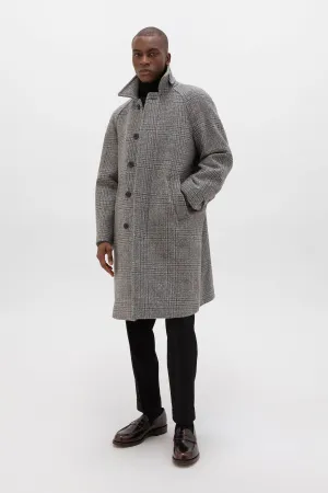 Sure! Heres an optimized title for the e-commerce product:

Mens Balmacaan Coat - Glen Check Pattern in Grey & Rust