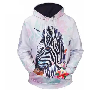 Unisex Zebra 3D Pattern Hoodie