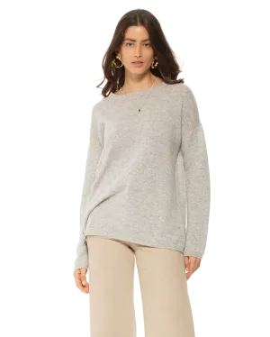 Women's Oversized Cashmere Boatneck Sweater Light Grey