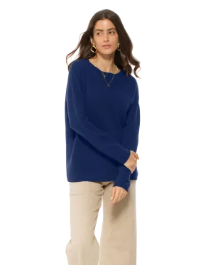 Women's Oversized Cashmere Boatneck Sweater Medium Blue